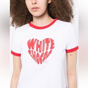 CHOCOOLATE Heart Print Graphic Ringer Tee White / Red Size M